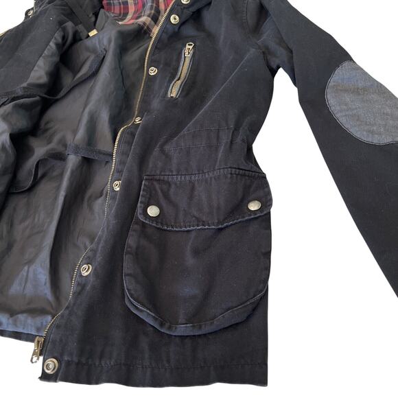 TOPSHOP Hooded Black Jacket US Size 2 With Drawstring to Define Waist Mid weight - Picture 6 of 13